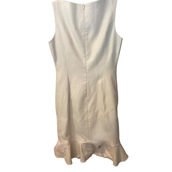 David Meister Sheath Lined Dress Size 8 Beige Embroidery Pockets Sleeveless - Picture 11 of 12